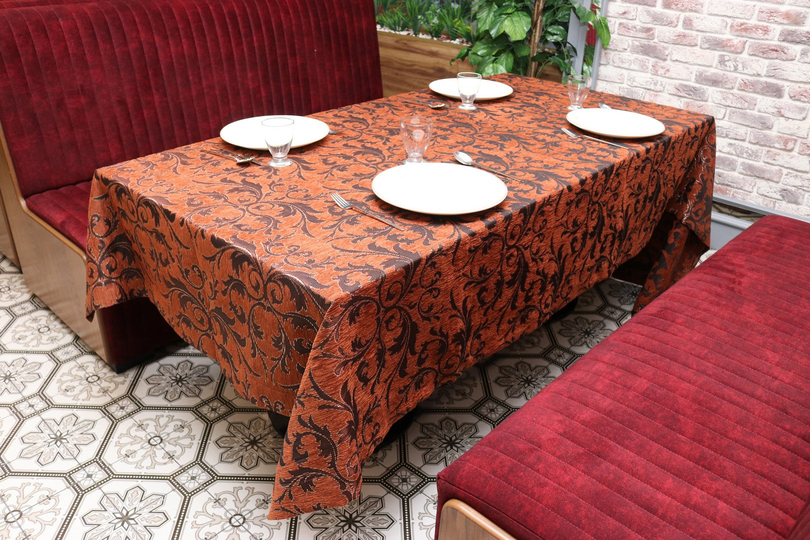 Cкатертина шенілова Kayra Verona 160x285 cм - Кораловий