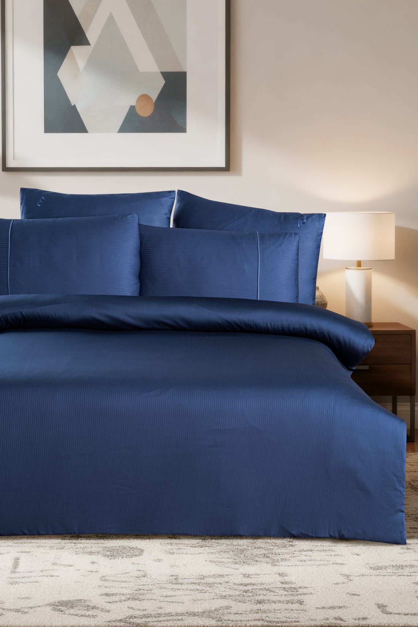 Постільна білизна Luoca Patisca Stripe Satin 300 TC 200х220 см Faye Navy