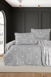Муслінове покривало з наволочками First Choice Blooming 240 х 260 см. Montela Grey