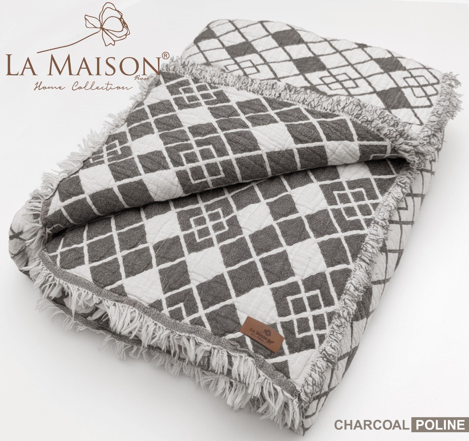 Муслінове покривало La Maison 220 х 240 см. Poline Charcoal