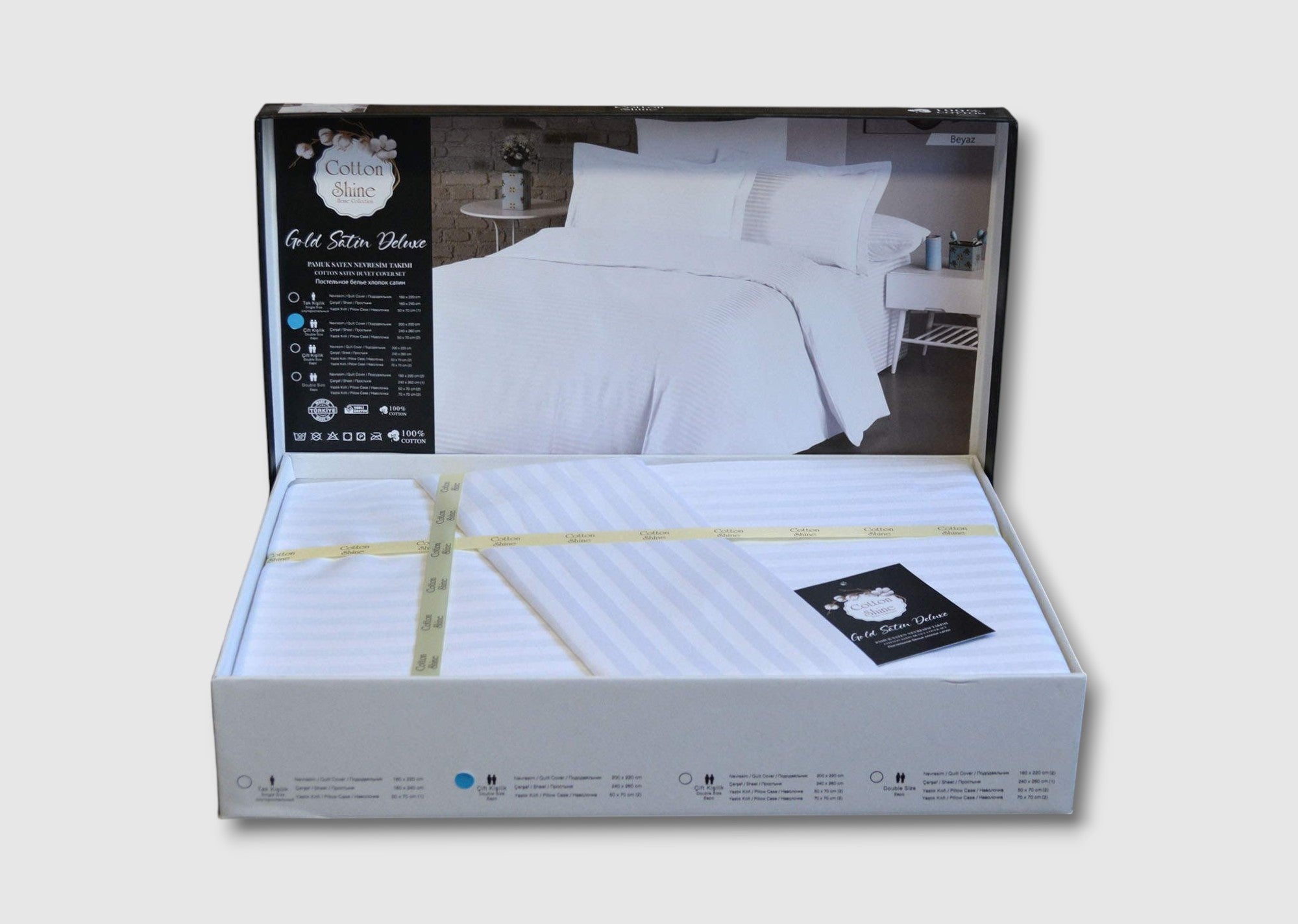 Постільна білизна Cotton Shine Stripe Satin 160х220 Beyaz