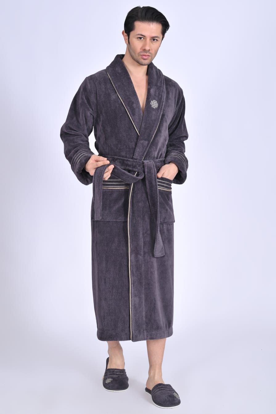 Чоловічий халат Nusa 1455 з тапочками - L/XL (46-48), Коричневий