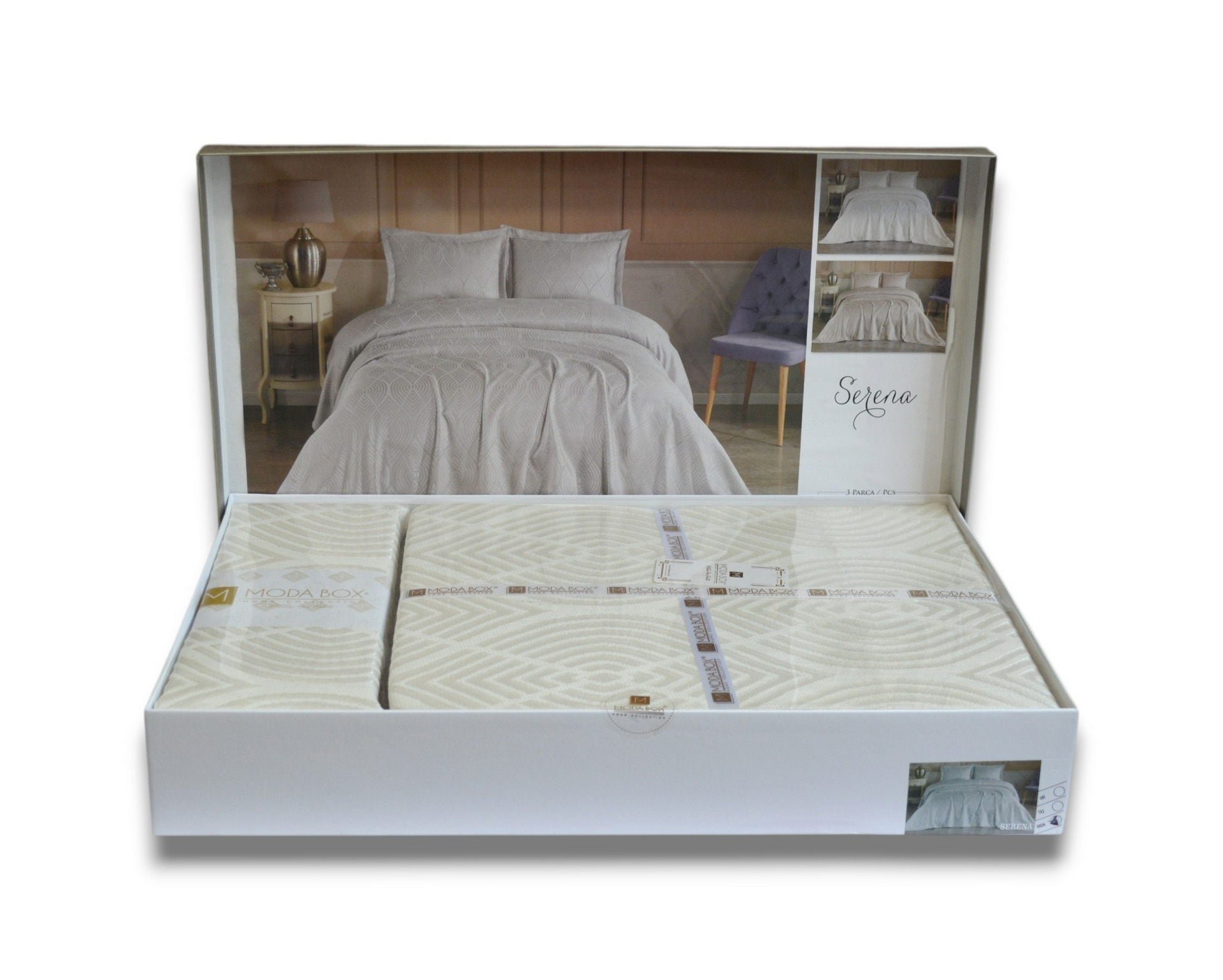 Покривало з наволочками Modabox 240 x 260 см Serena Krem