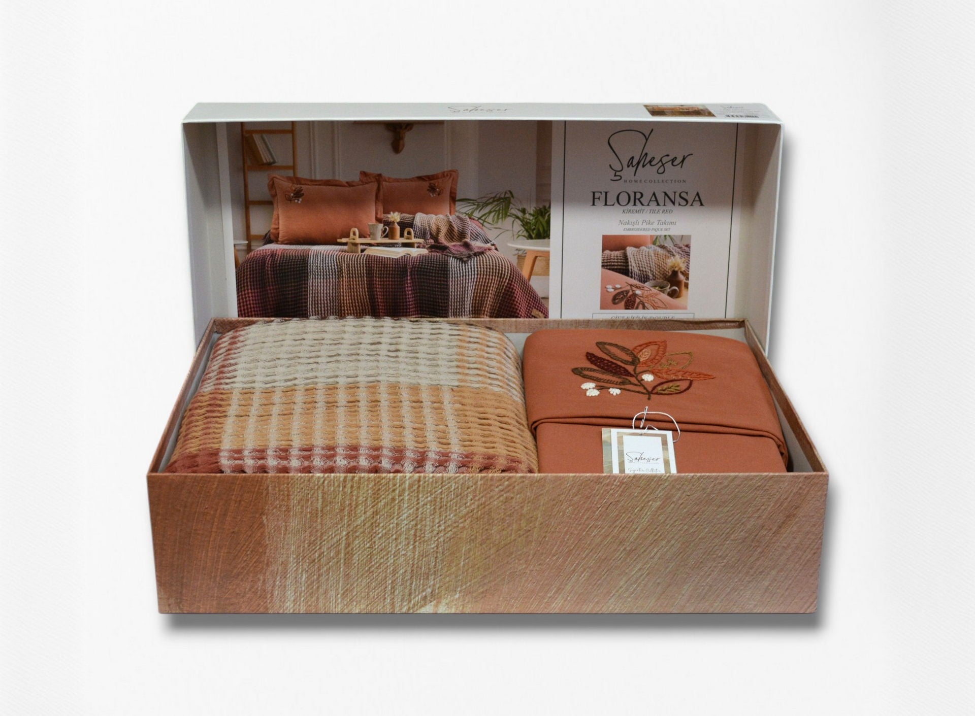 Постільна білизна з покривалом Saheser Floransa 240 x 260 см. Kiremit