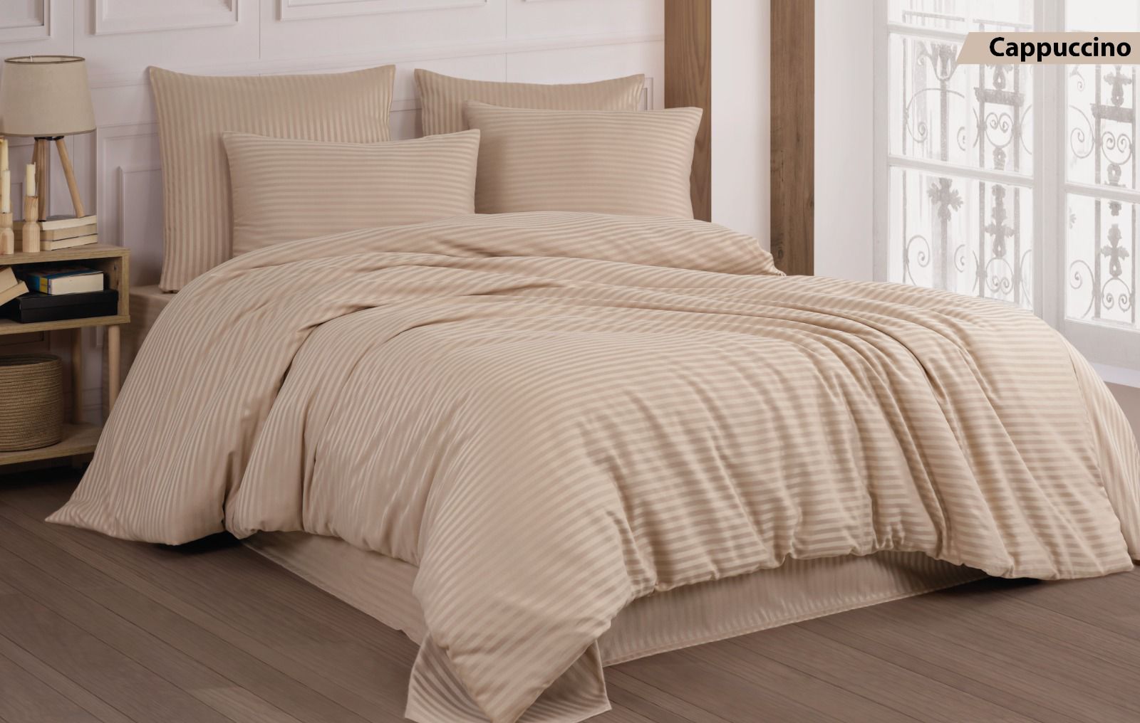 Постільна білизна Cotton Shine Stripe Satin 160х220 Cappuccino