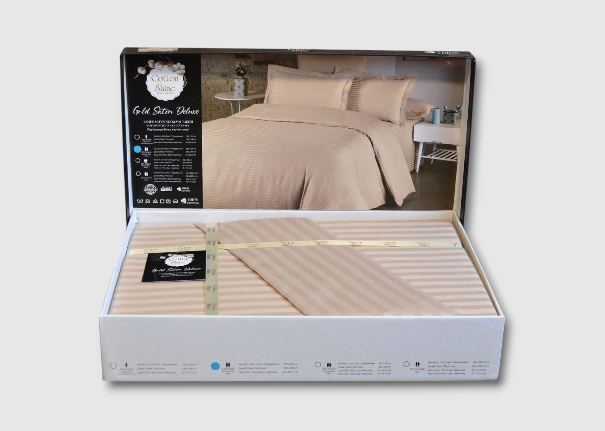 Постільна білизна Cotton Shine Stripe Satin 160х220 Cappuccino