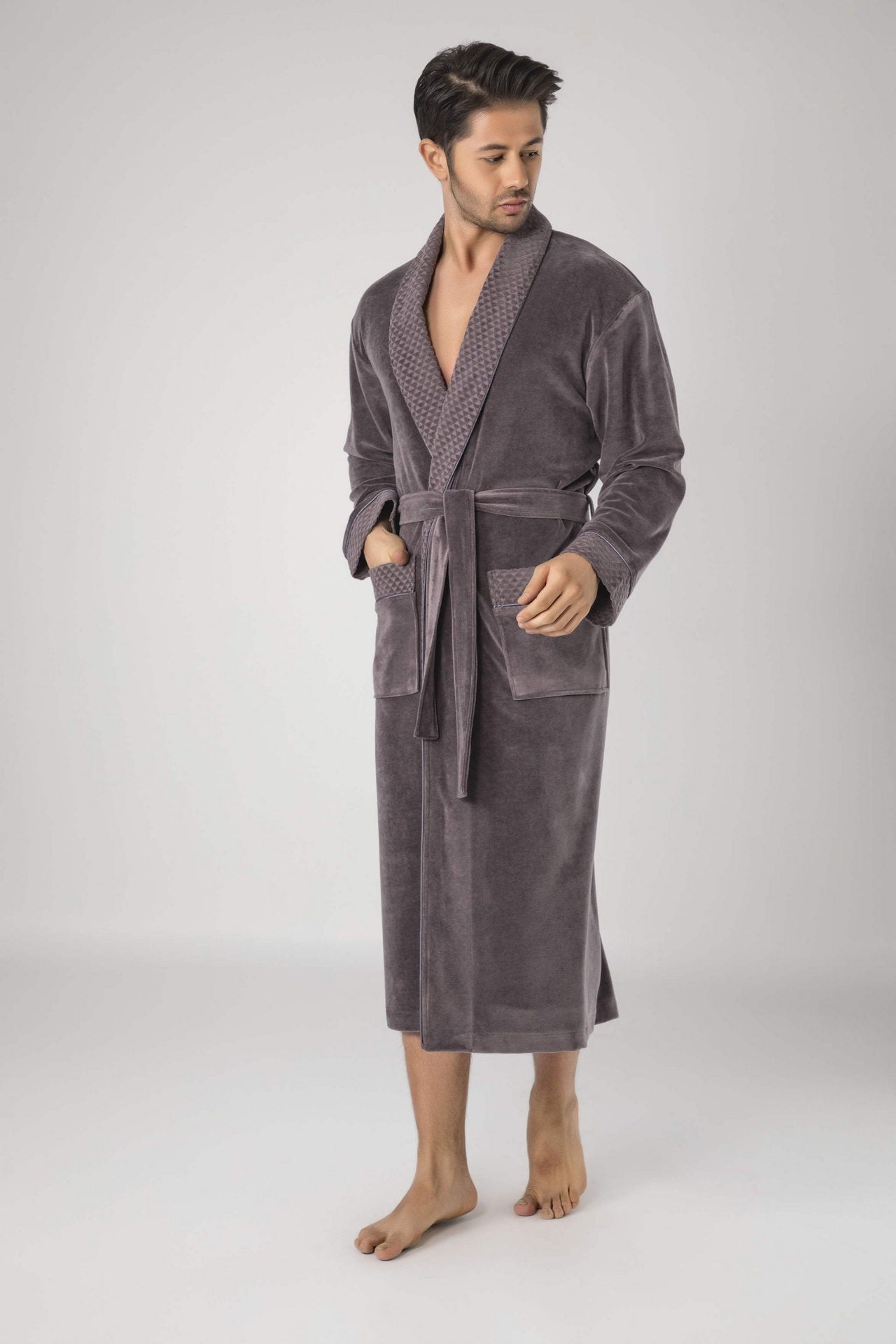 Чоловічий велюровий халат Nusa 20665 - L/XL (46-48), Коричневий