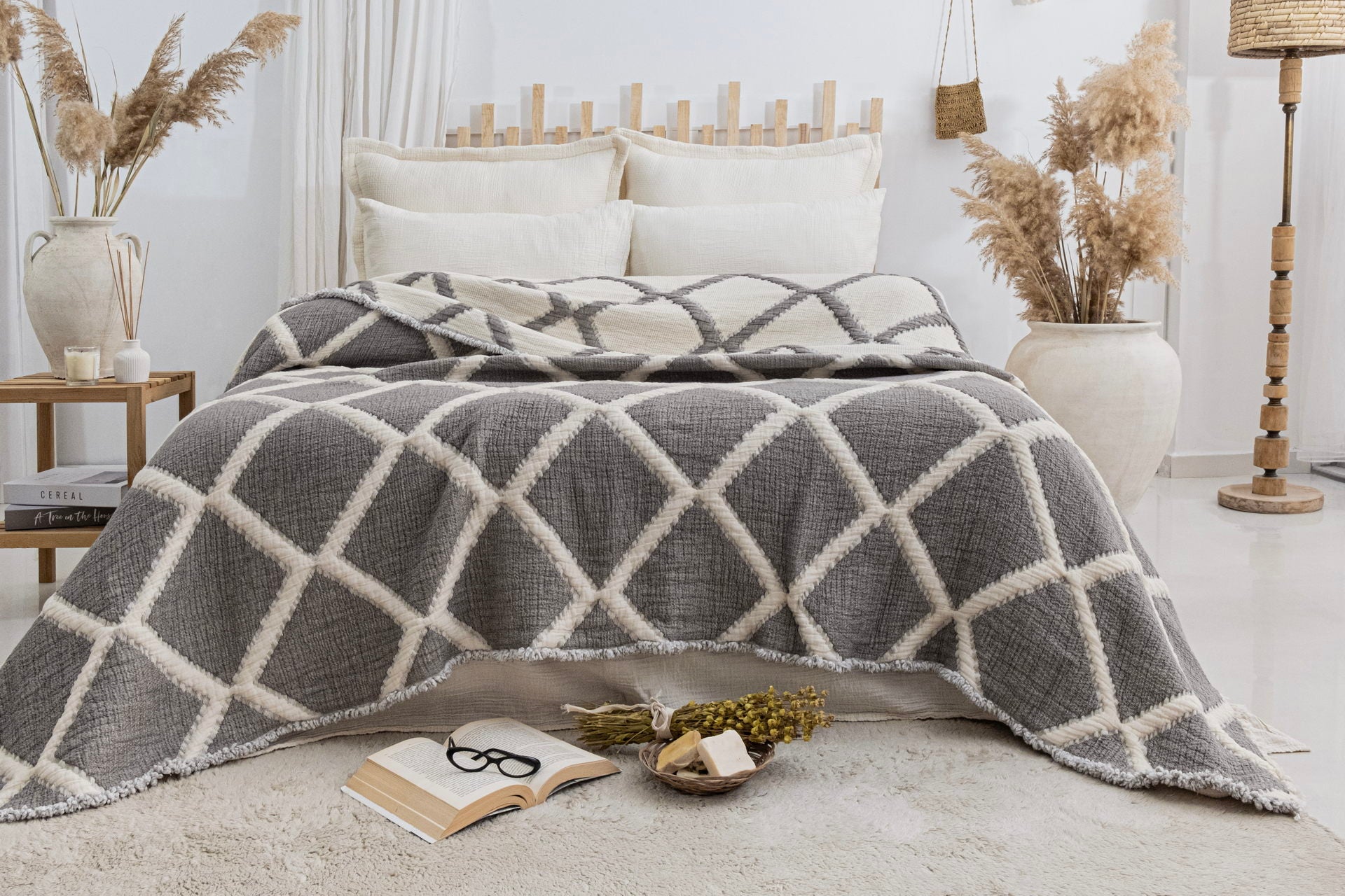 Муслінове покривало Saheser Savio 160 х 240 см. Grey