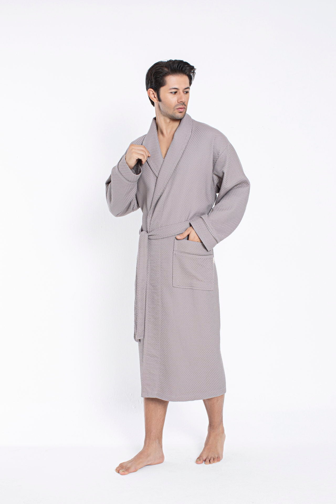 Чоловічий вафельний халат Nusa 22655 - 4 XL (54-56), Сірий