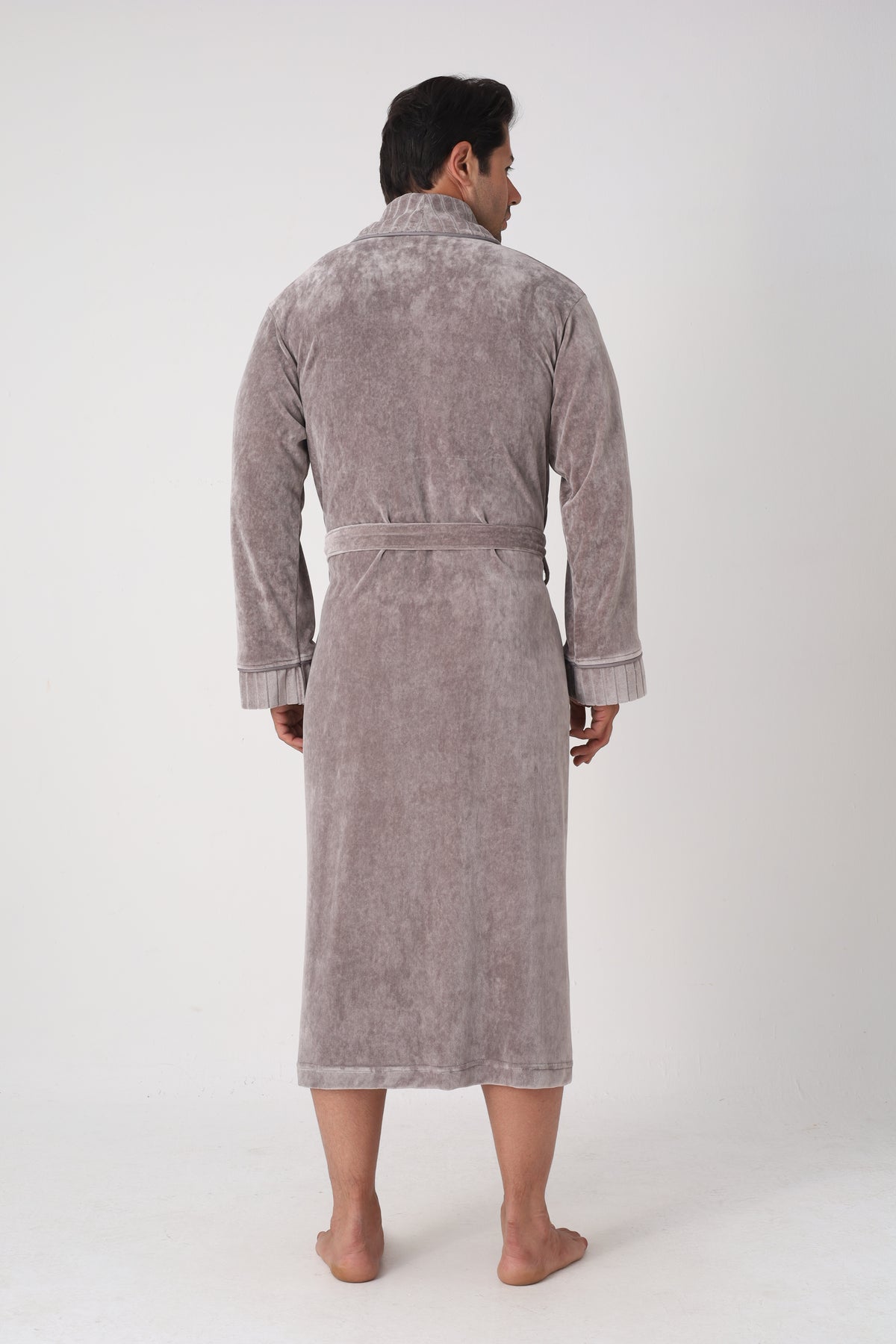 Чоловічий халат Nusa 26690 велюровий, Taupe
