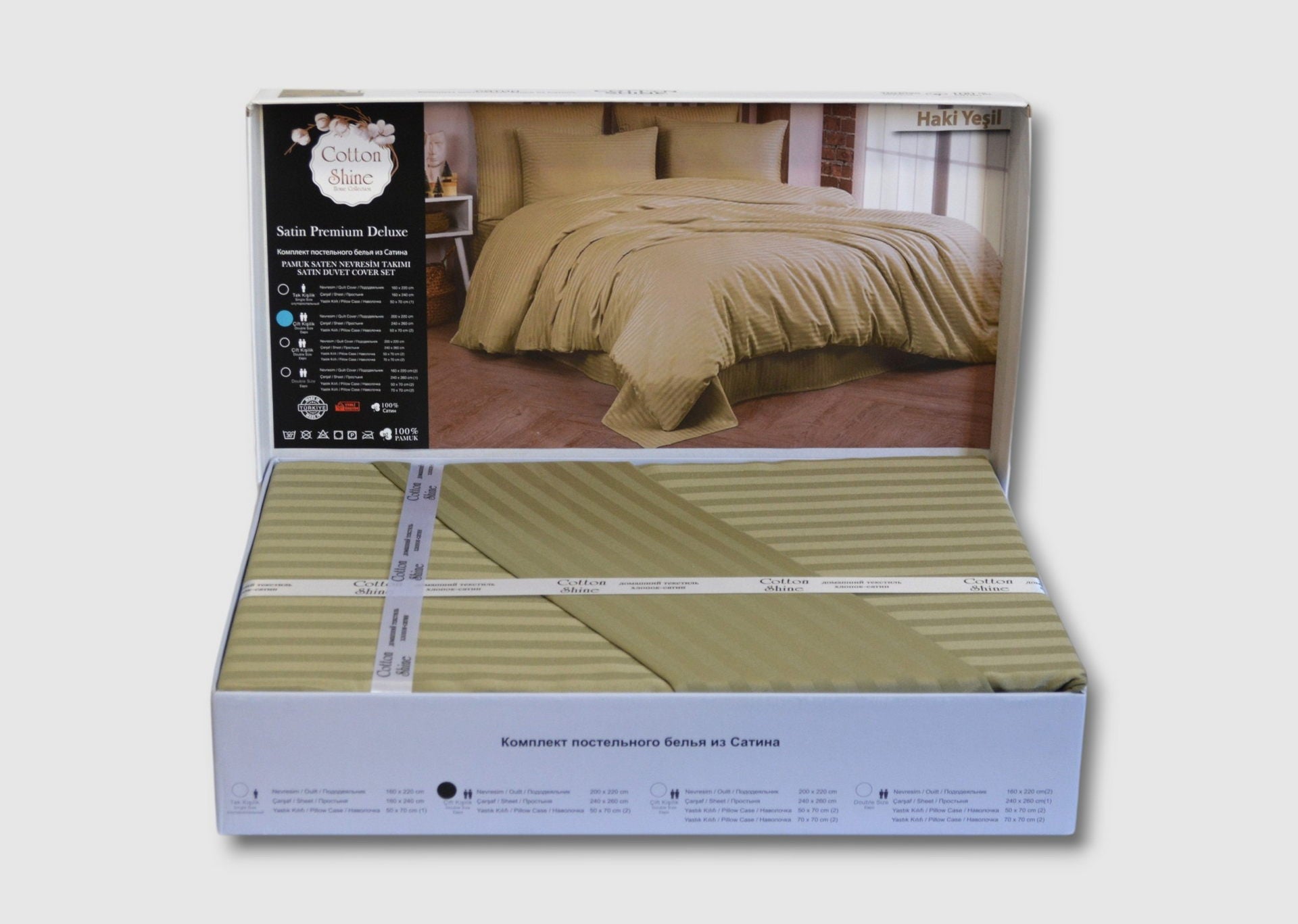 Постільна білизна Cotton Shine Stripe Satin 160х220 Haki Yesili
