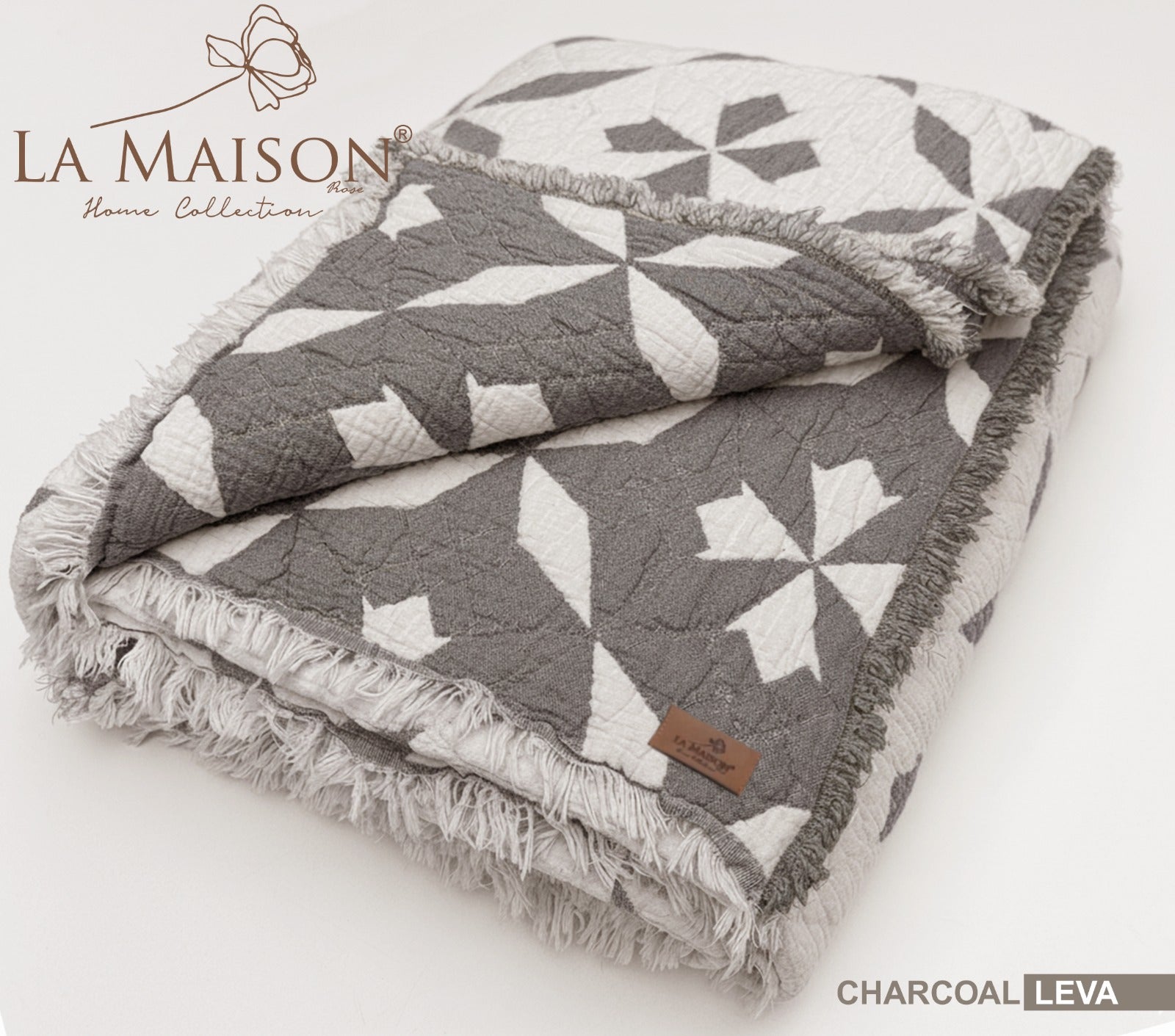 Муслінове покривало La Maison 220 х 240 см. Leva Charcoal
