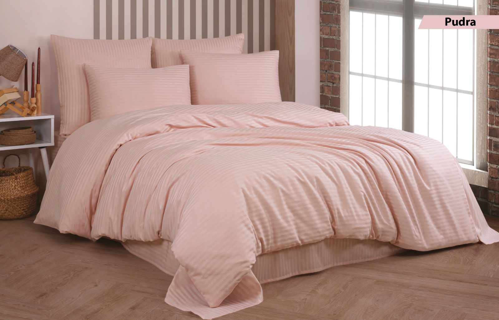 Постільна білизна Cotton Shine Stripe Satin 160х220 Pudra