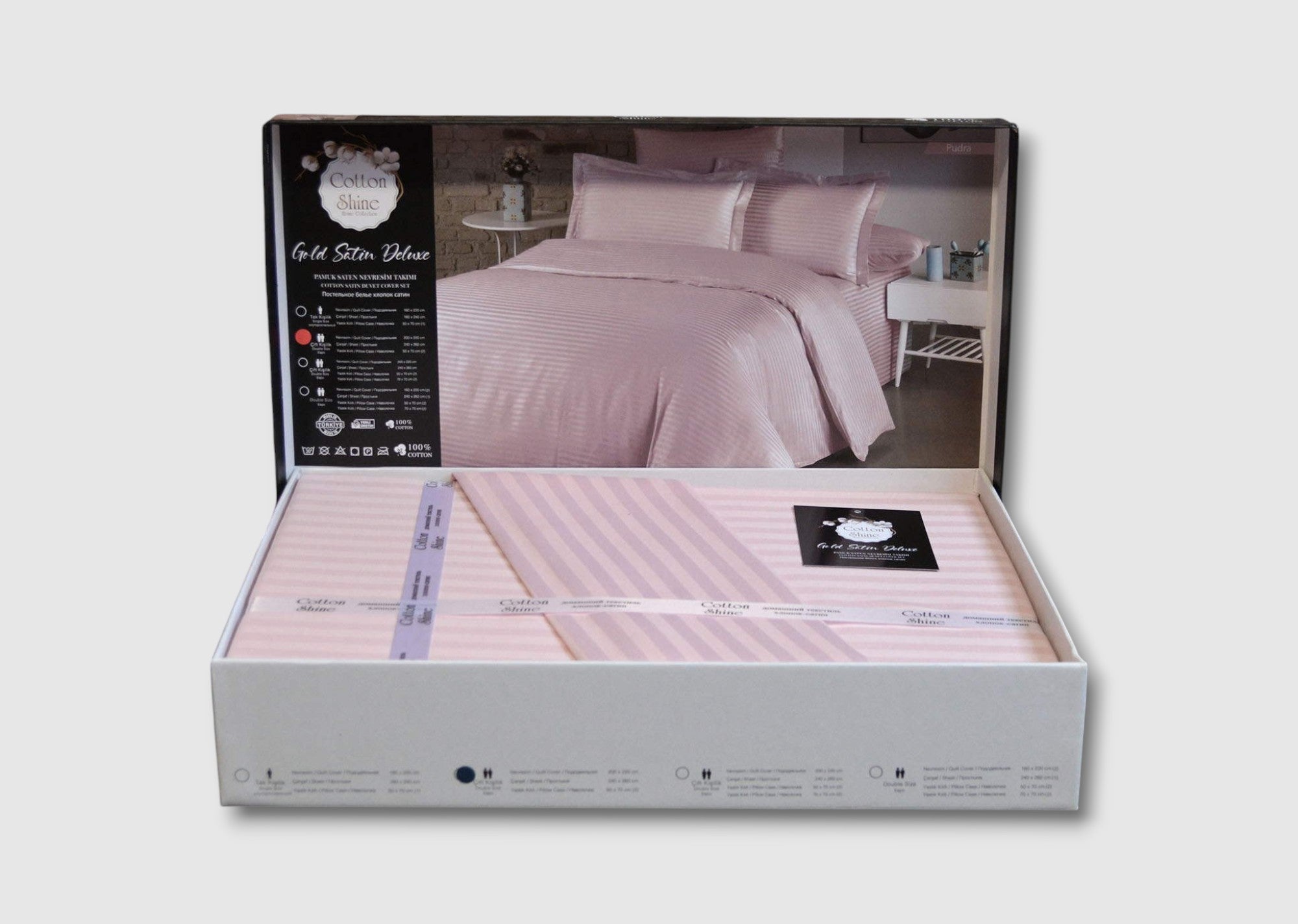 Постільна білизна Cotton Shine Stripe Satin 160х220 Pudra