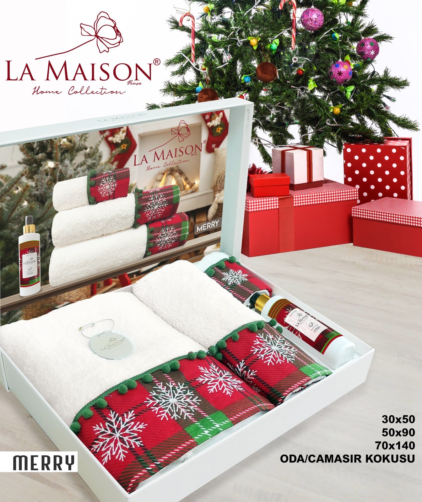 Подарунковий набір рушників La Maison, 3 шт. з ароматом Merry