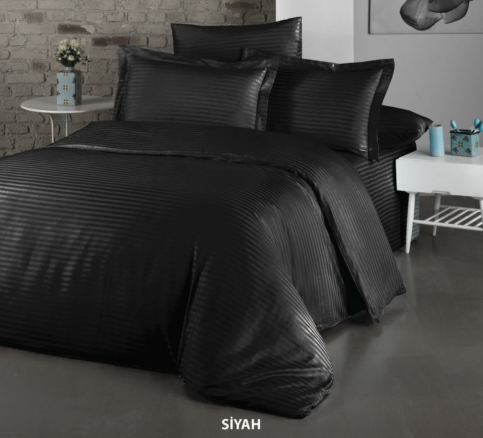 Постільна білизна Cotton Shine Stripe Satin 160х220 Siyah