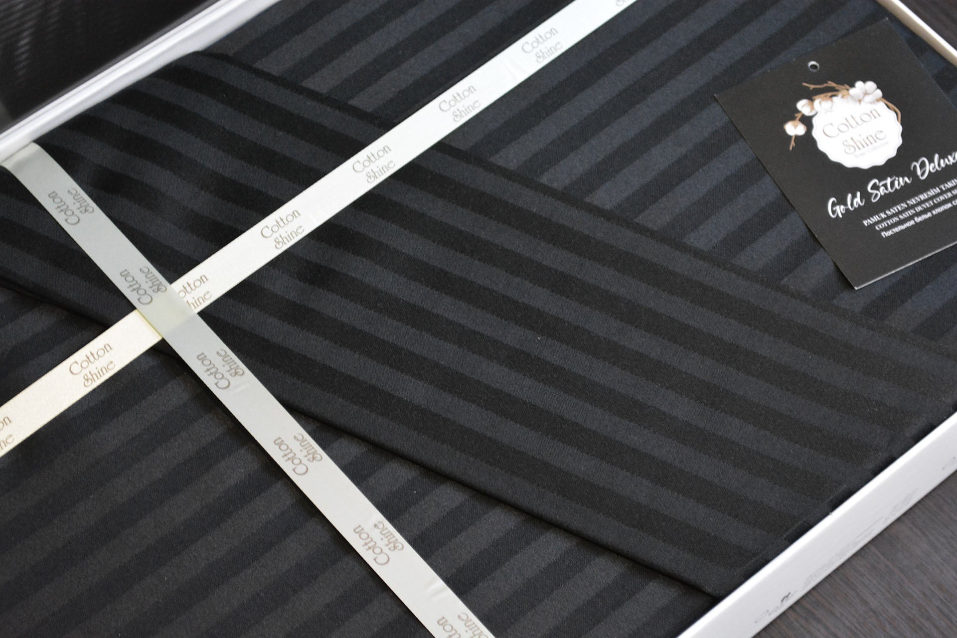 Постільна білизна Cotton Shine Stripe Satin 160х220 Siyah