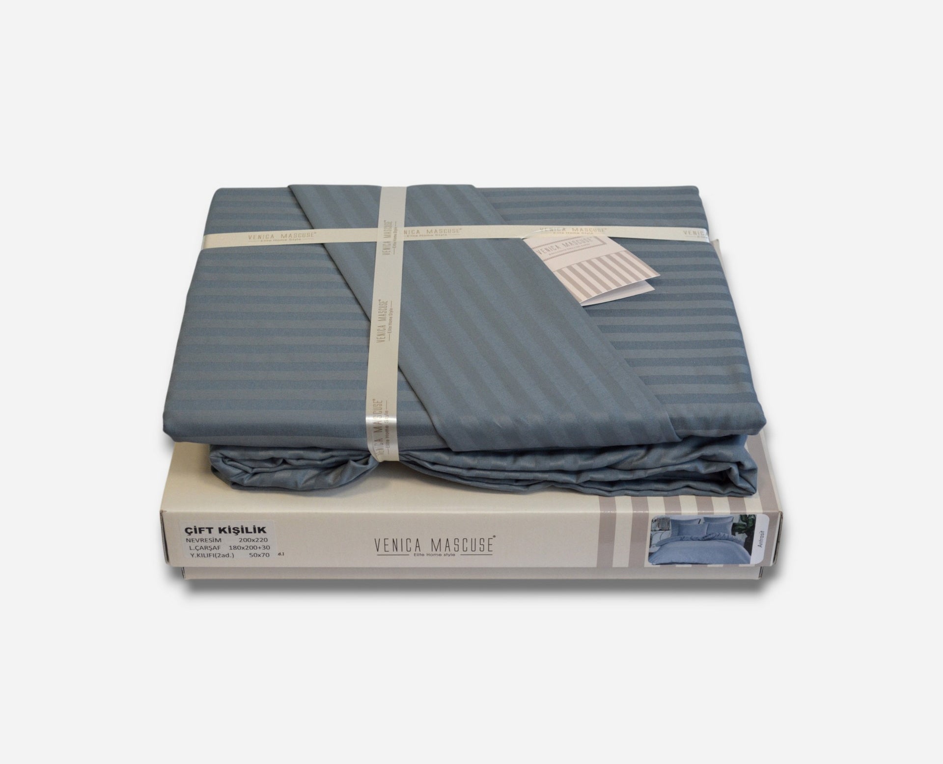 Постільна білизна Venica Mascuse Satin 200х220 см, простирадло 160х220+30 см Antrasit