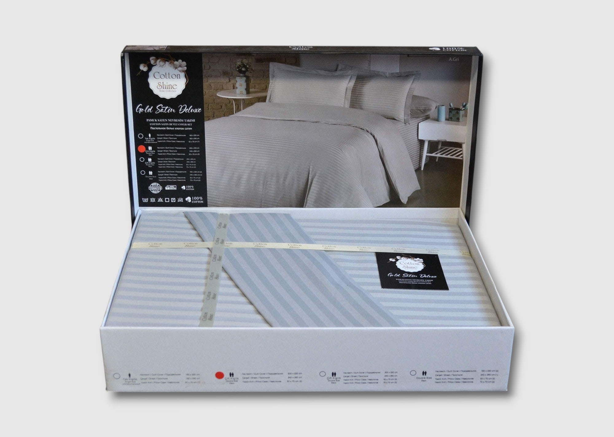 Постільна білизна Cotton Shine Stripe Satin 160х220 A.Gri