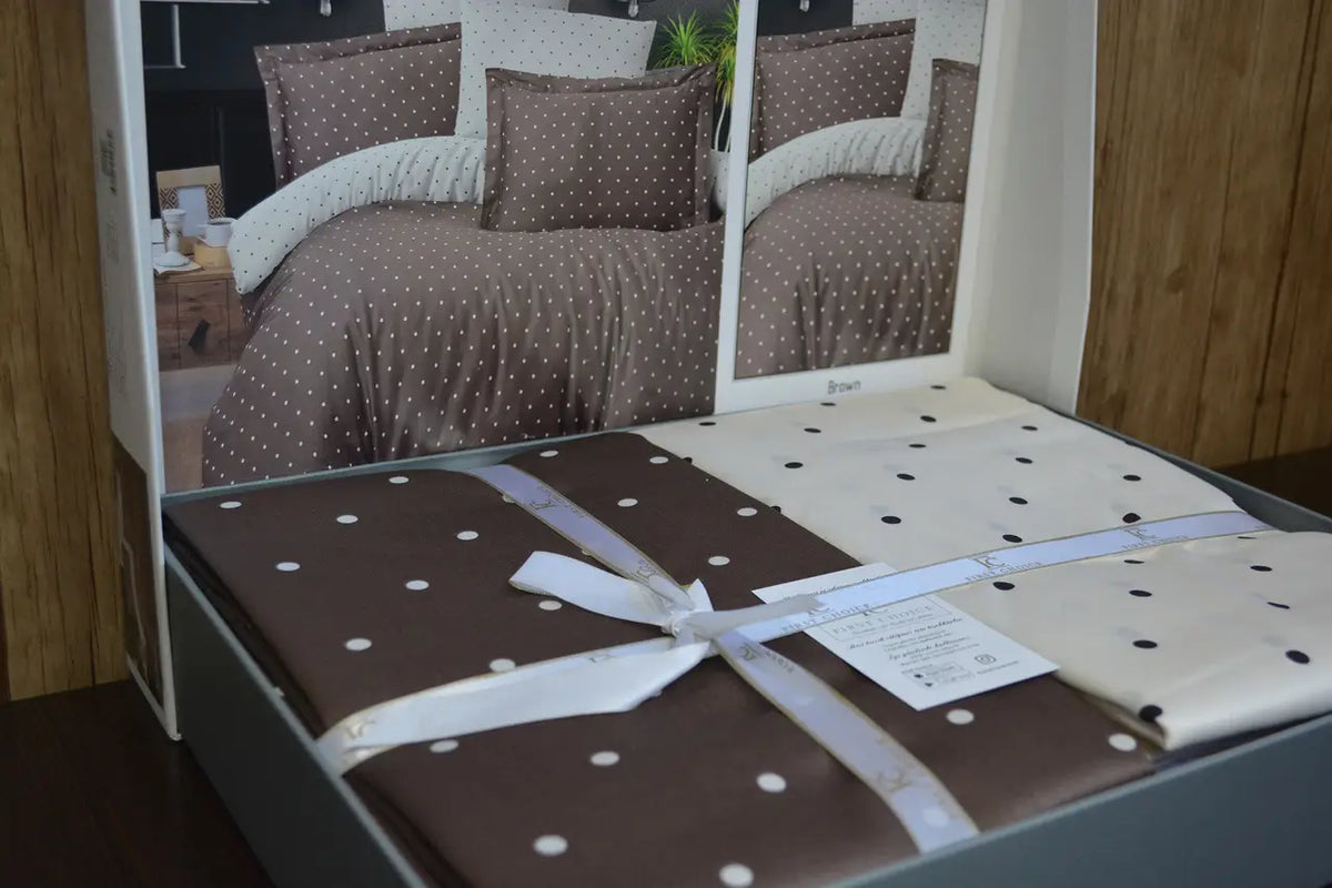 Постільна білизна First Choice Cotton Satin 200х220 Point Brown