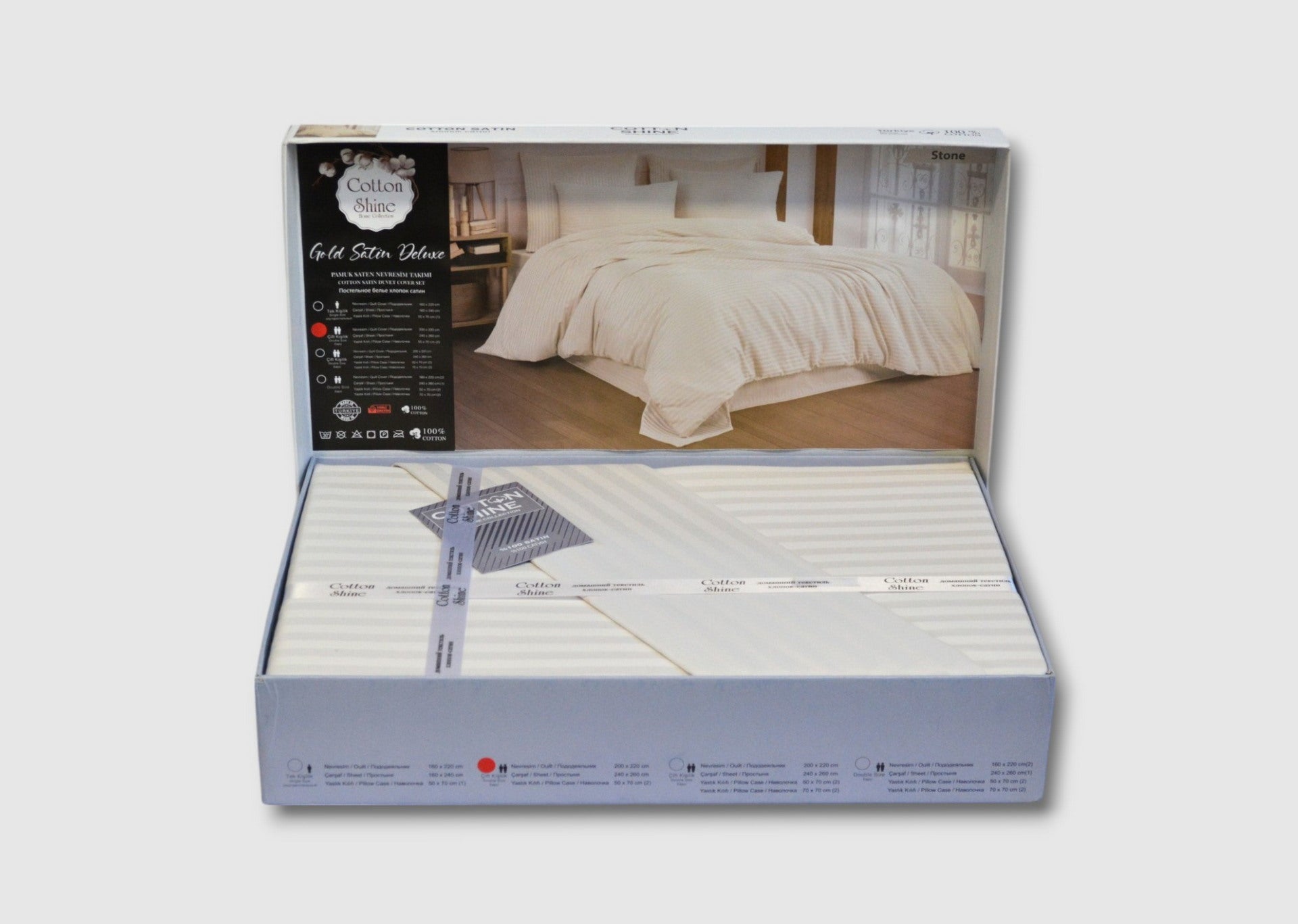 Постільна білизна Cotton Shine Stripe Satin 160х220 Stone