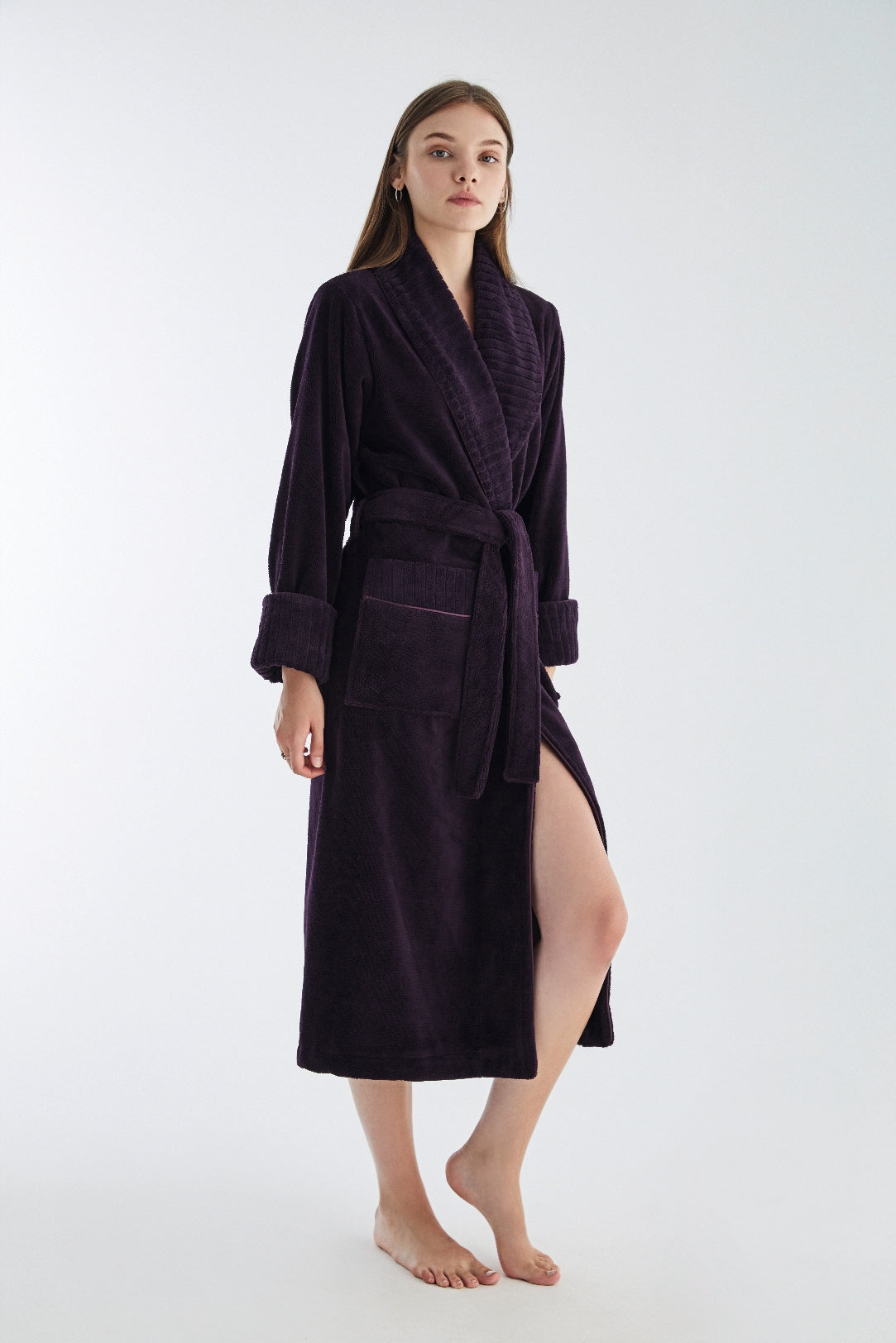 Жіночий халат Nusa 4195 махровий - 2 XL (52), Темно-фіолетовий