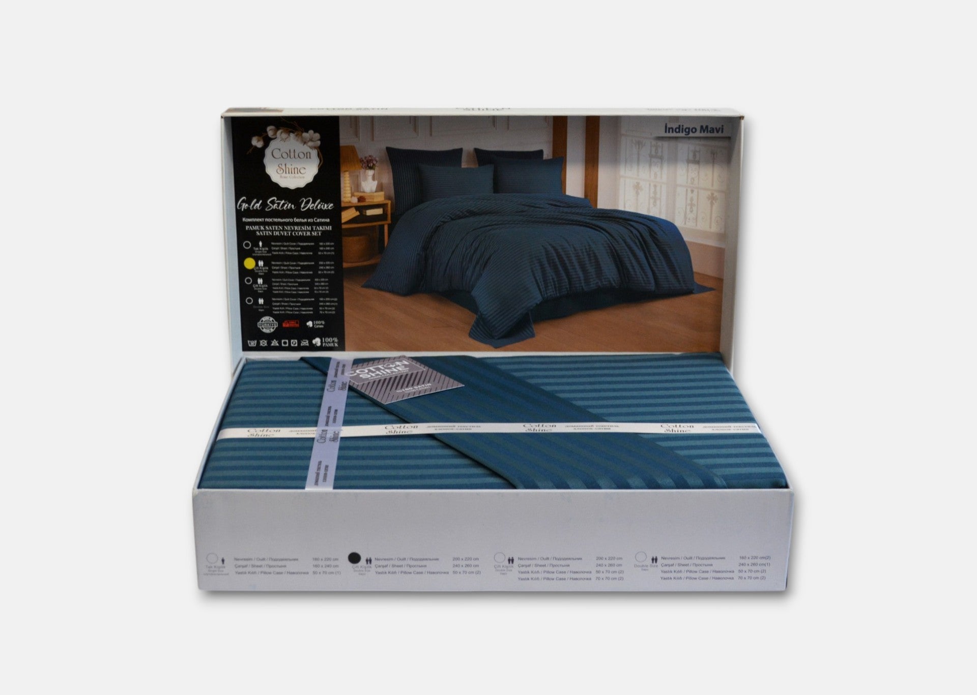 Постільна білизна Cotton Shine Stripe Satin 160х220 Indigo Mavi