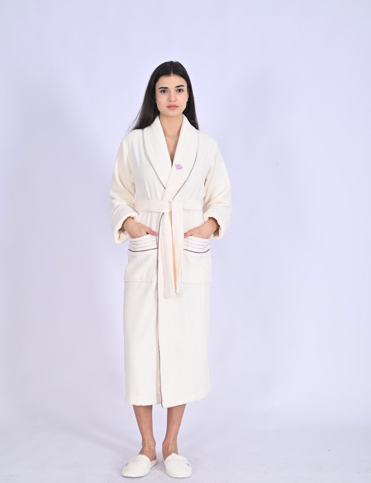 Жіночий халат з тапочками Nusa 4335 кремовий - L/XL (48-50)