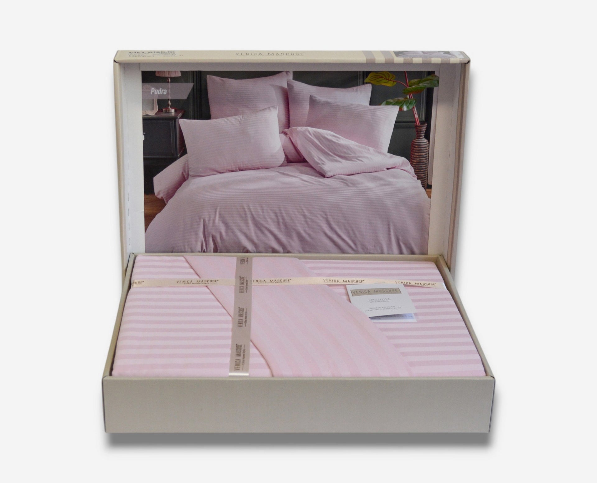 Постільна білизна Venica Mascuse Satin 200х220 см, простирадло 160х220+30 см Pudra