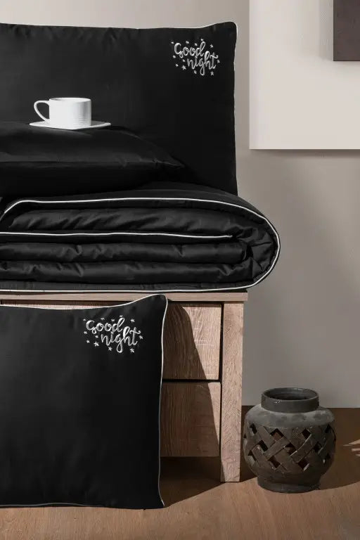 Комплект постільної білизни First Choice Deluxe Satin DARK 200х220 Timeless Black