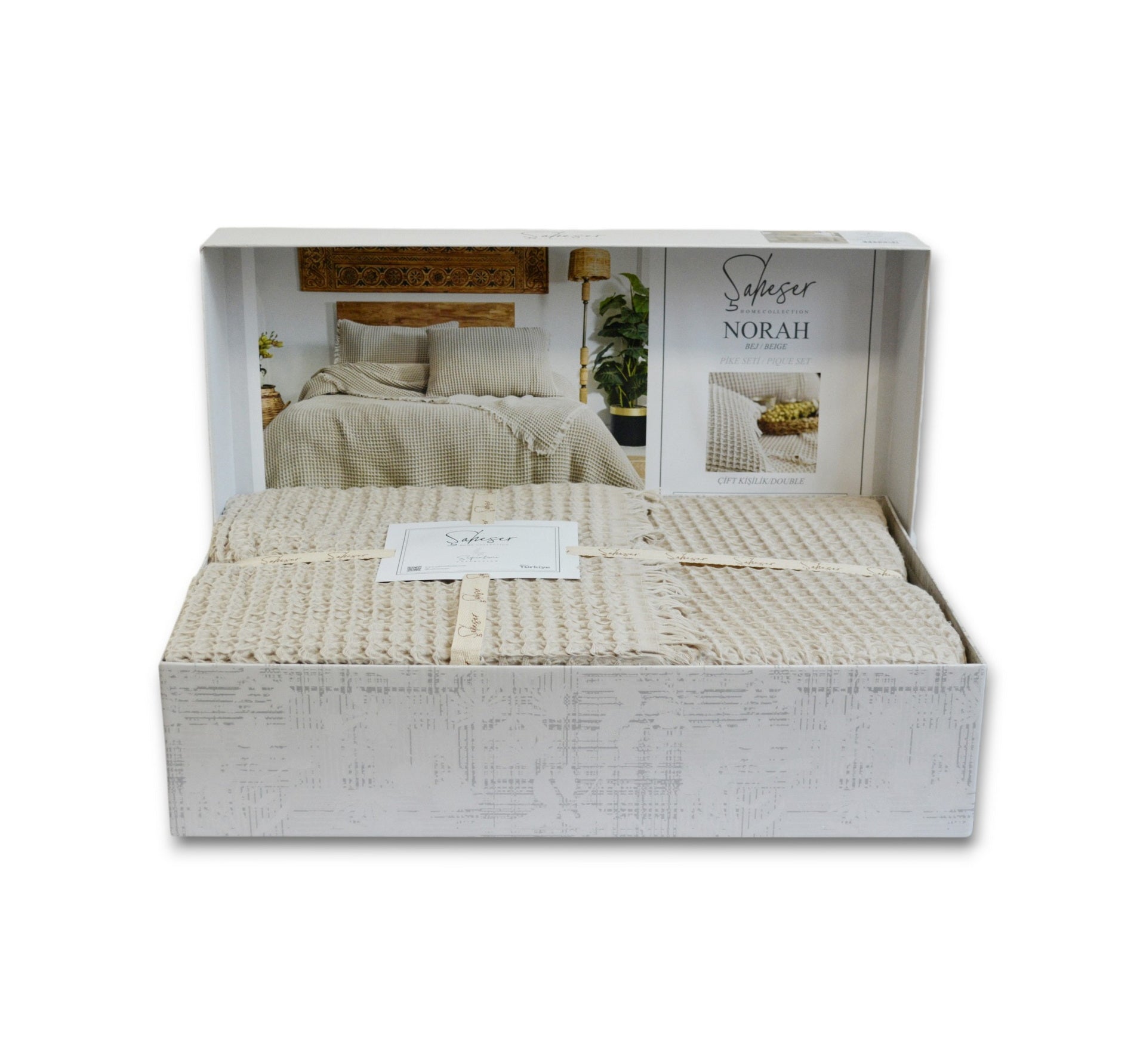 Вафельне покривало з наволочками Saheser Norah 240 х 260 см. Beige