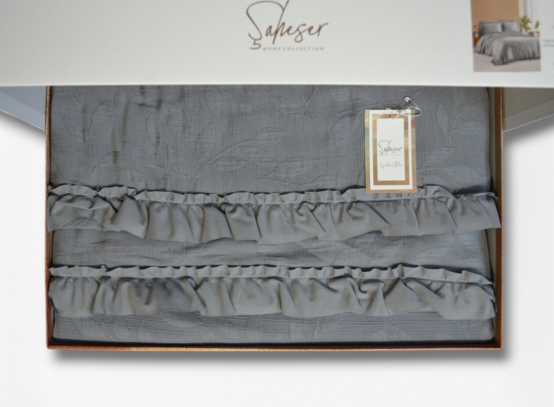Муслінове покривало з наволочками Saheser 240 x 260 см Ilda Gri