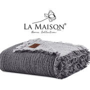 Муслінове покривало La Maison 230×240 Selin Antrasit – Ekru