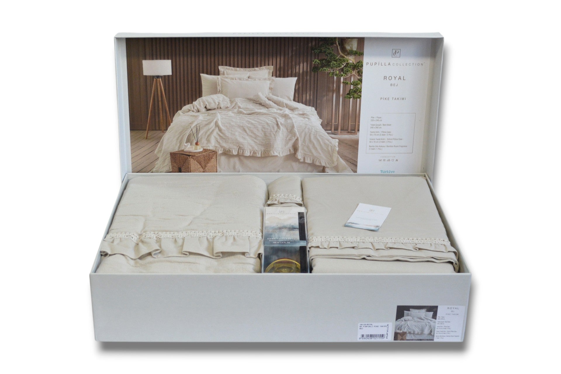 Комплект постільної білизни з покривалом Pupilla Royal 220 x 240 см. Bej