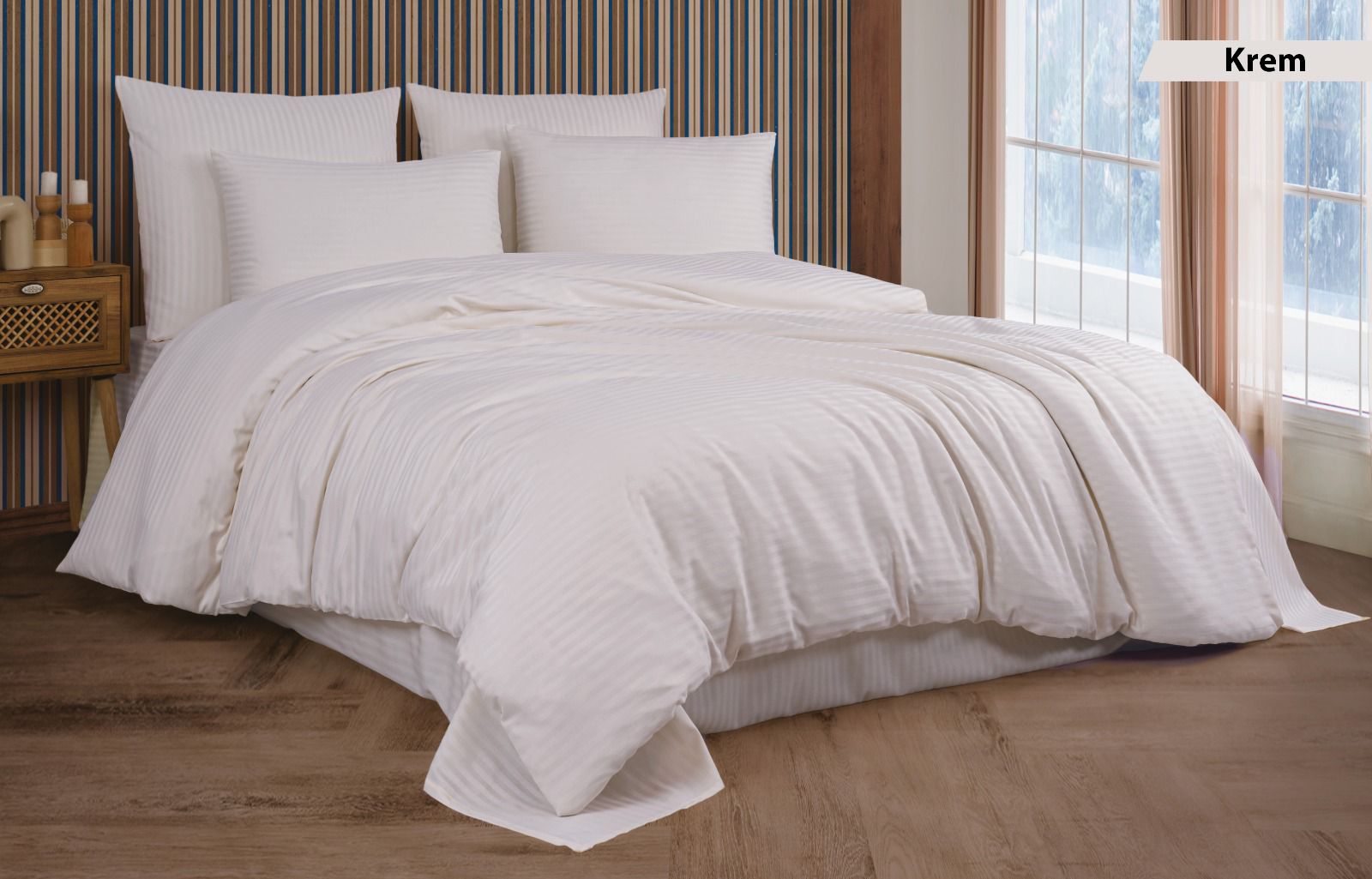 Постільна білизна Cotton Shine Stripe Satin 200х220 Krem