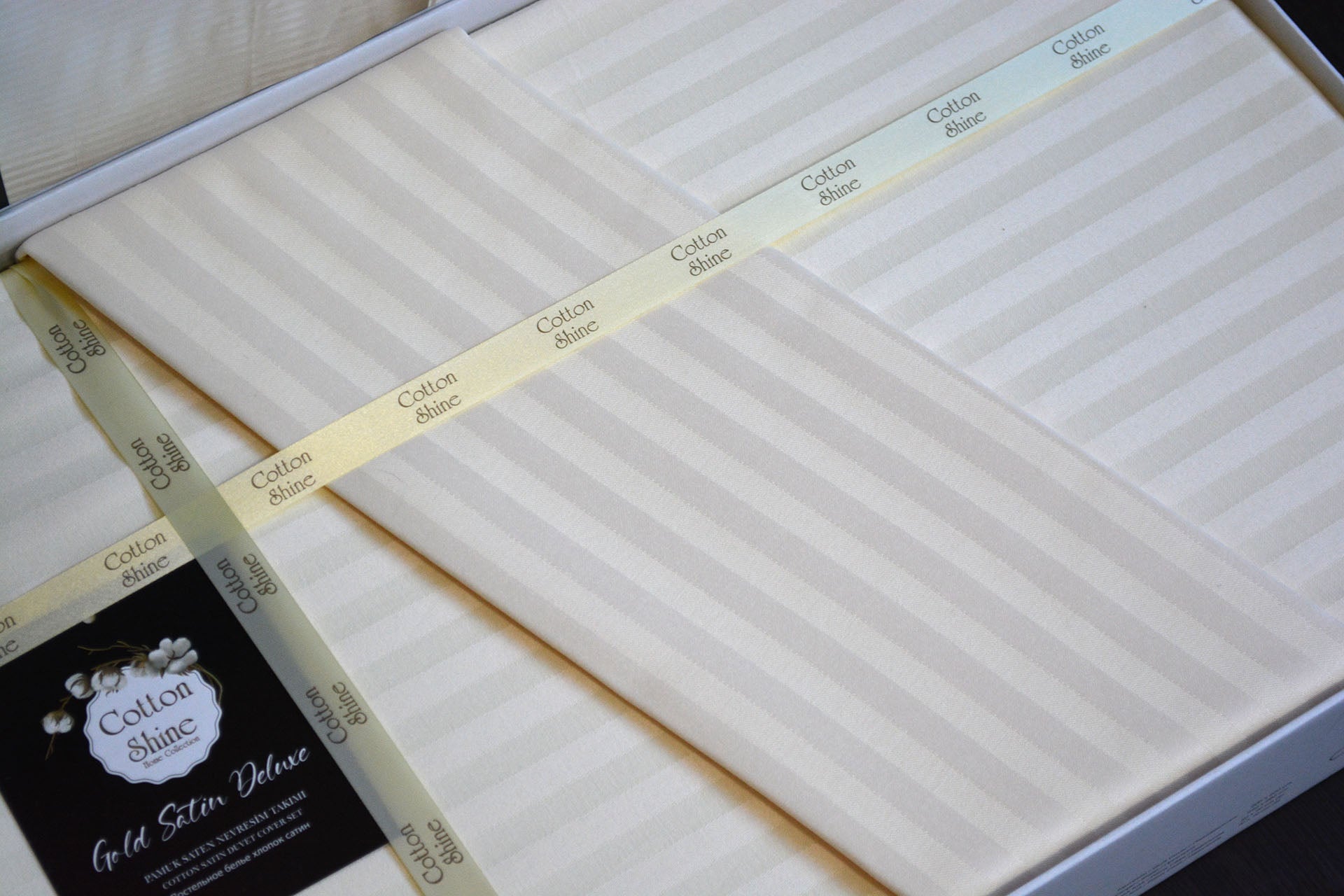 Постільна білизна Cotton Shine Stripe Satin 200х220 Krem