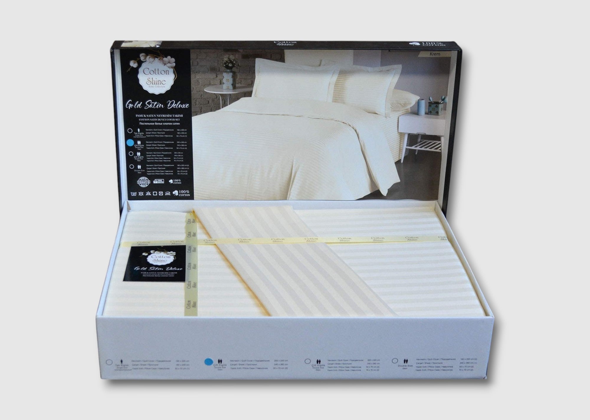 Постільна білизна Cotton Shine Stripe Satin 200х220 Krem