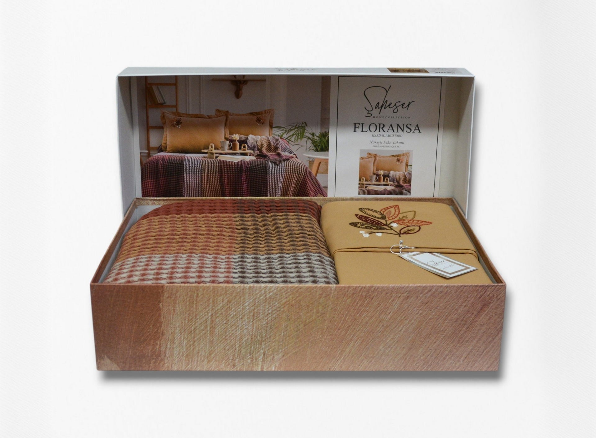 Постільна білизна з покривалом Saheser Floransa 240 x 260 см. Hardal