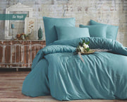 Постільна білизна Venica Mascuse Satin 200х220 см, простирадло 160х220+30 см Su Yesili