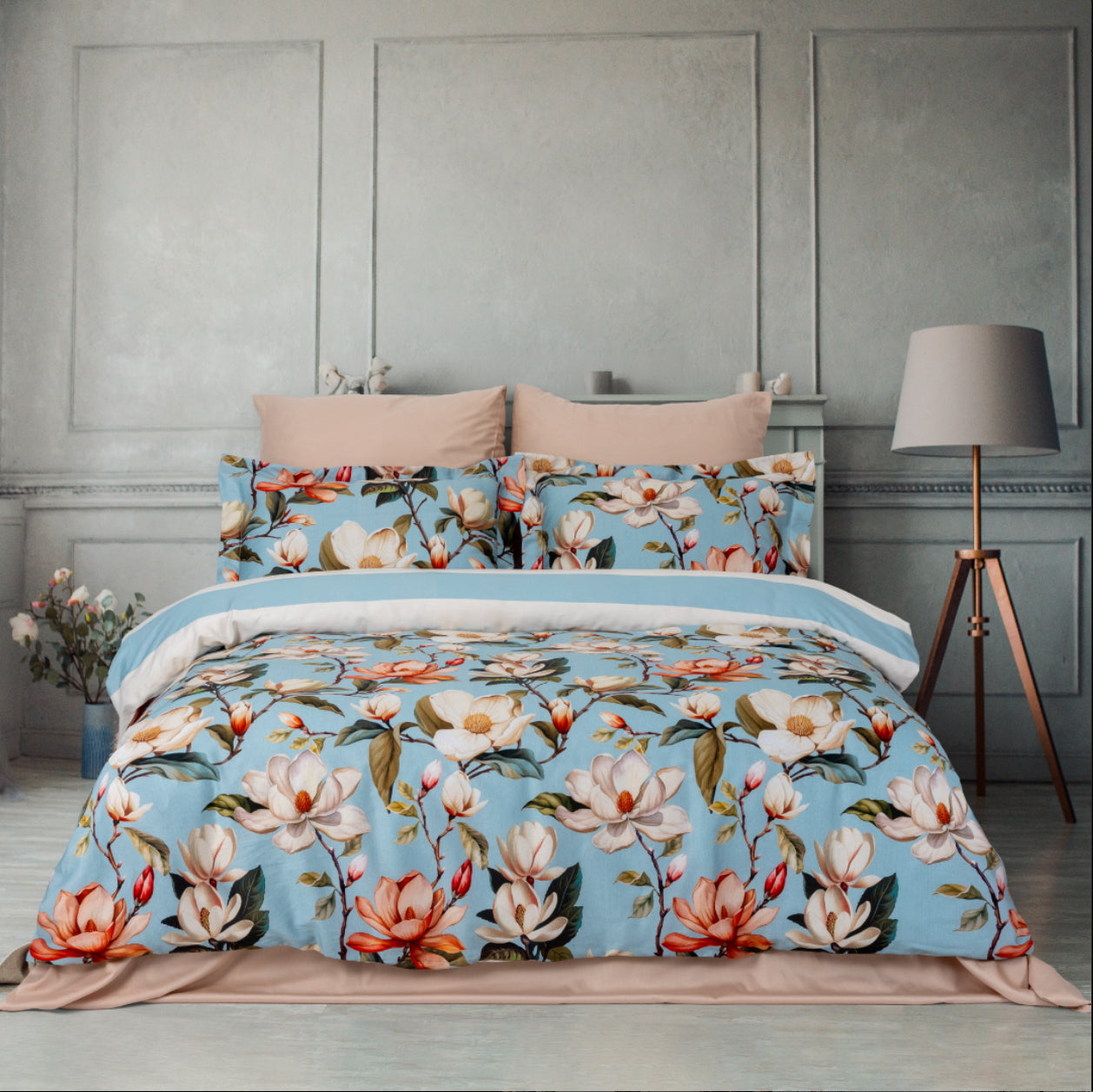 Комплект постільної білизни Prima Casa Digital Satin 200 х 220 см. Magnolya Blue