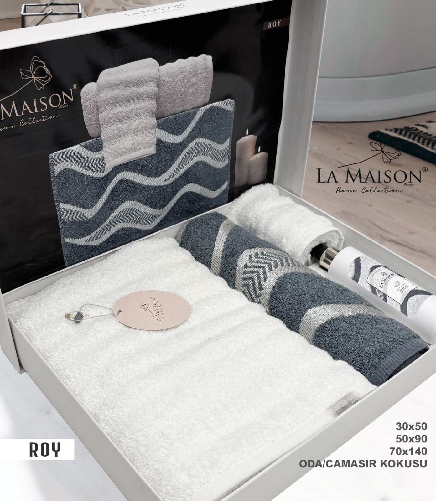 Подарунковий набір рушників La Maison, 3 шт. з ароматом Roy Murdum