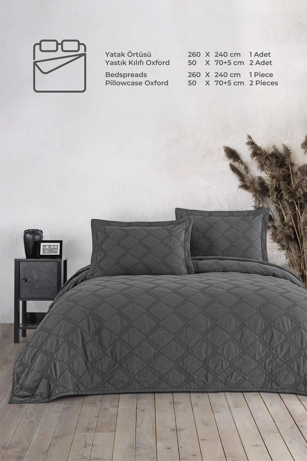 Покривало з наволочками Maribor Natural Creations 240 х 260 см. Antrasit