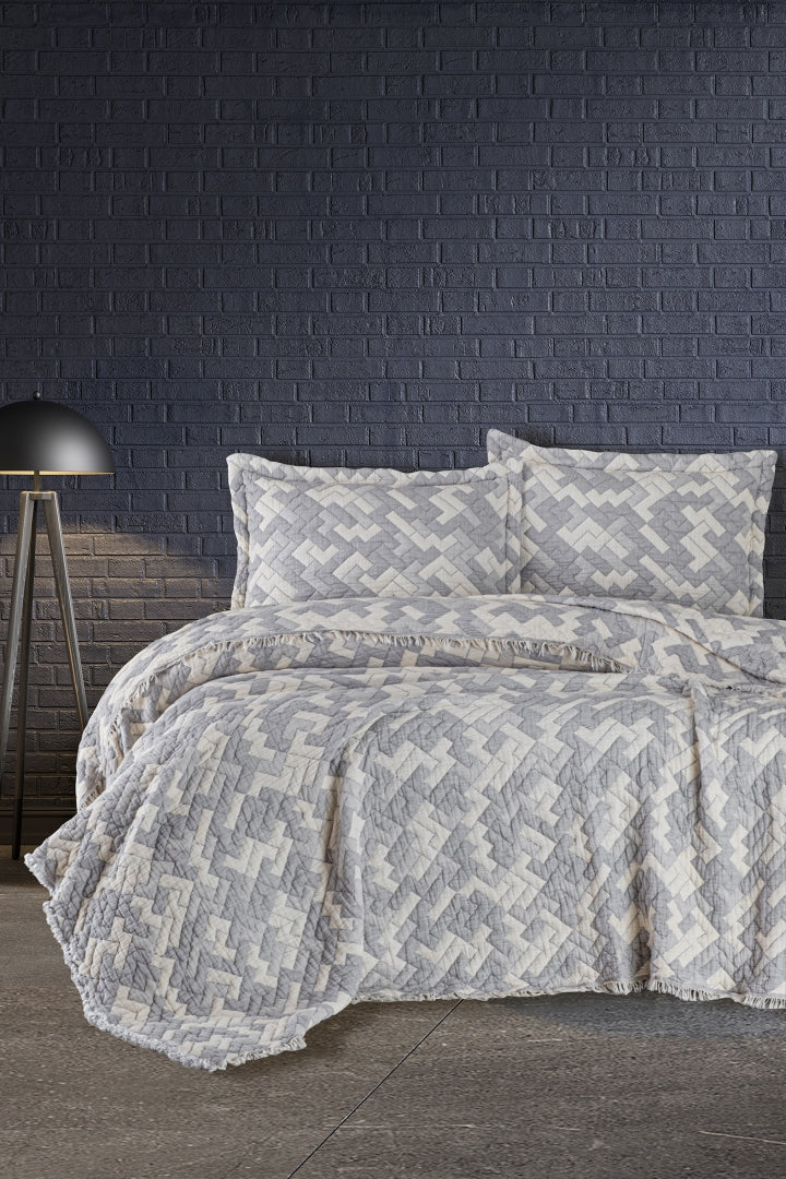 Муслінове покривало з наволочками First Choice Blooming 240 х 260 см. Rodya Grey