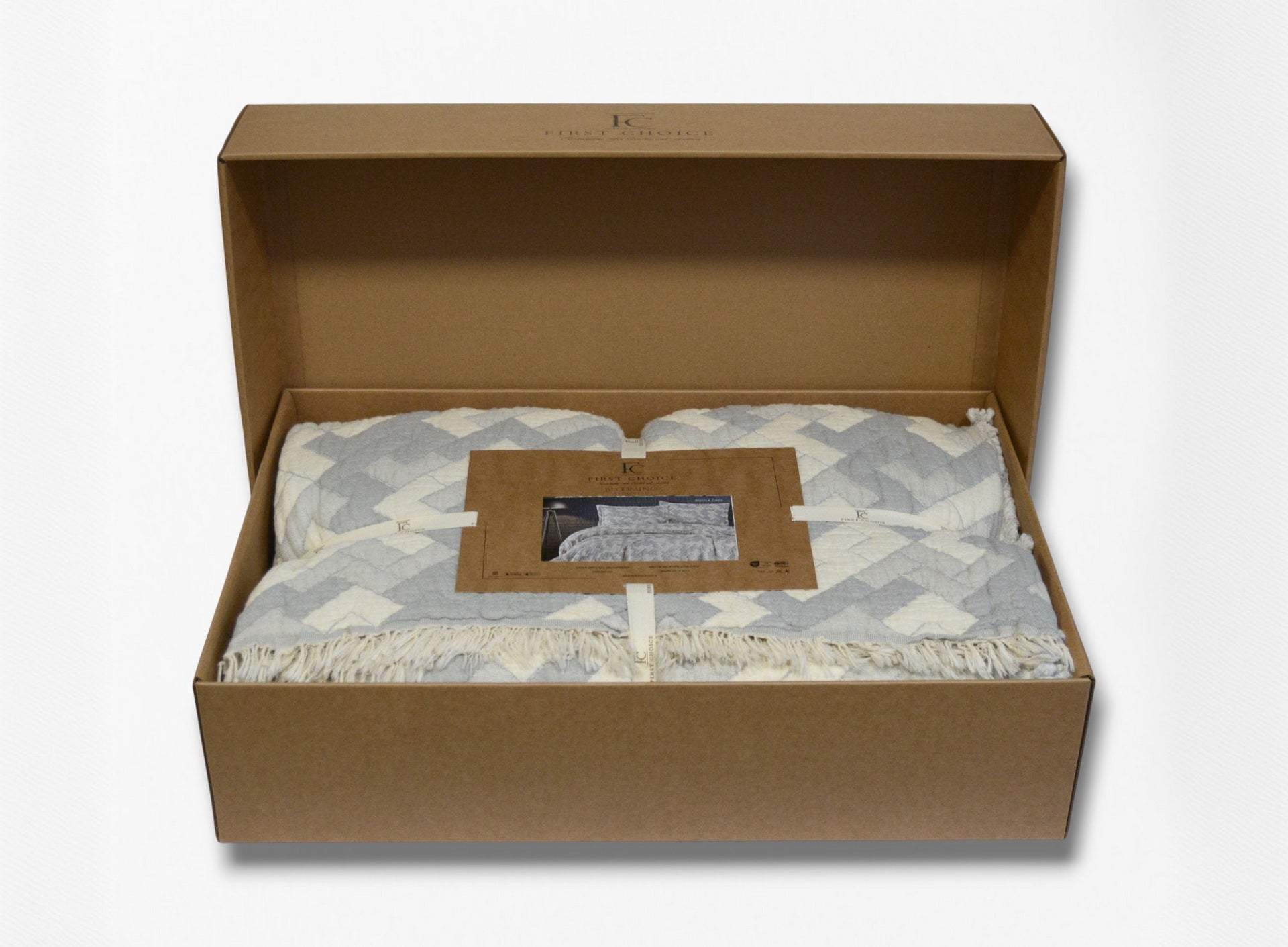 Муслінове покривало з наволочками First Choice Blooming 240 х 260 см. Rodya Grey