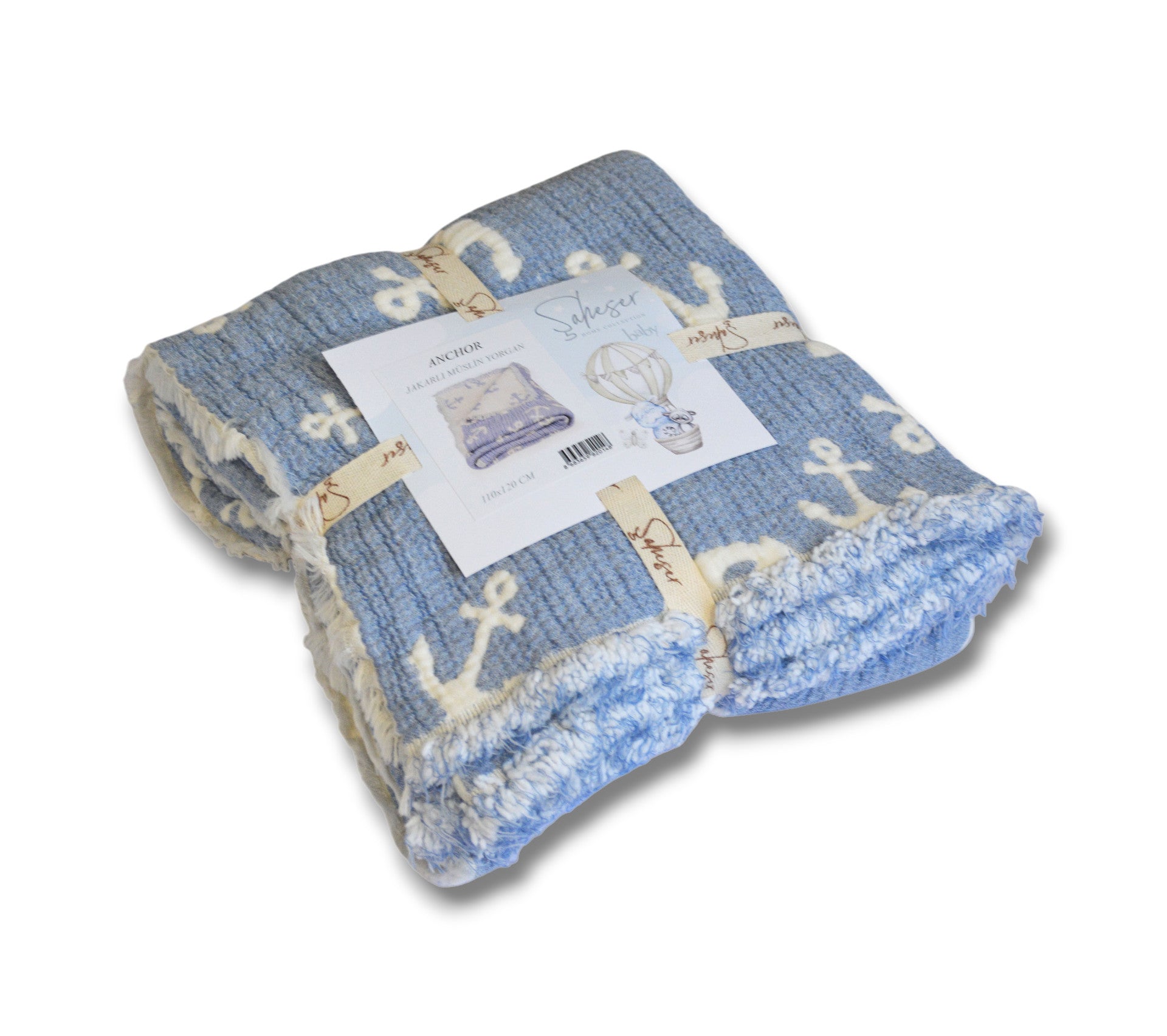 Муслінове покривало Saheser Baby 110 х 120 см. Anchor Mavi