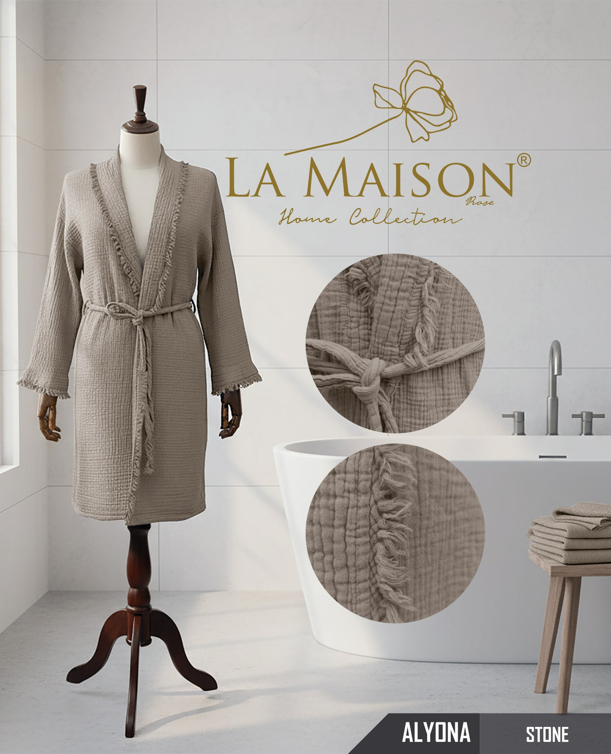 Жіночий мусліновий халат La Maison Alyona Stone