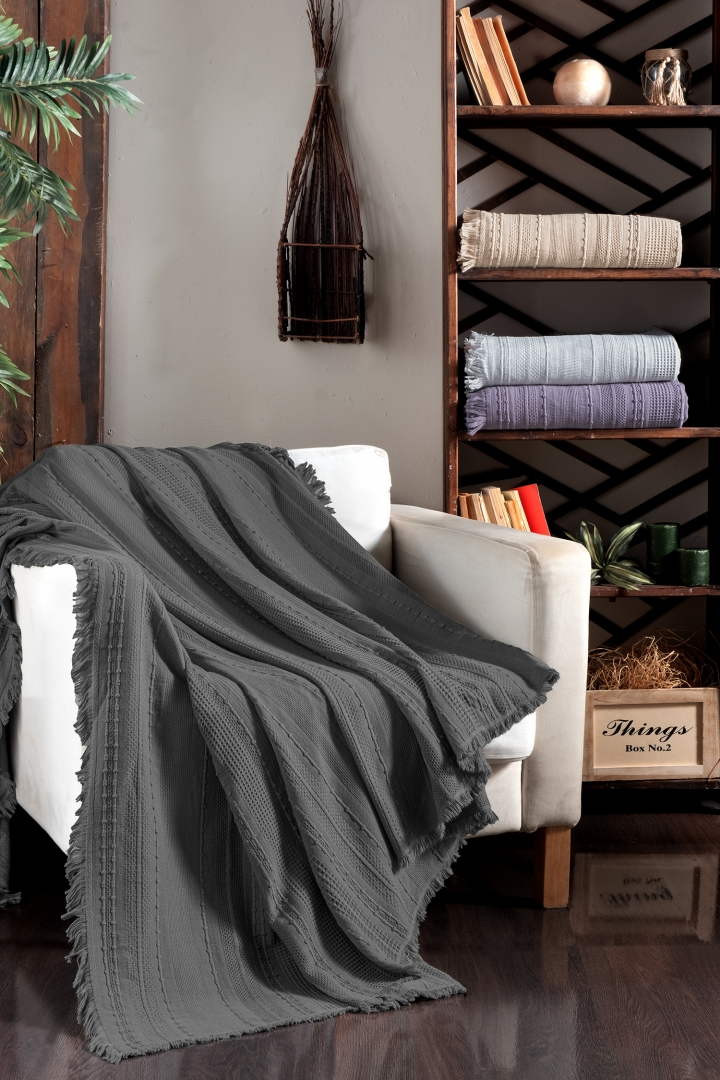 Вафельне простирадло First Choice Sole 220x240 см. Anthracite