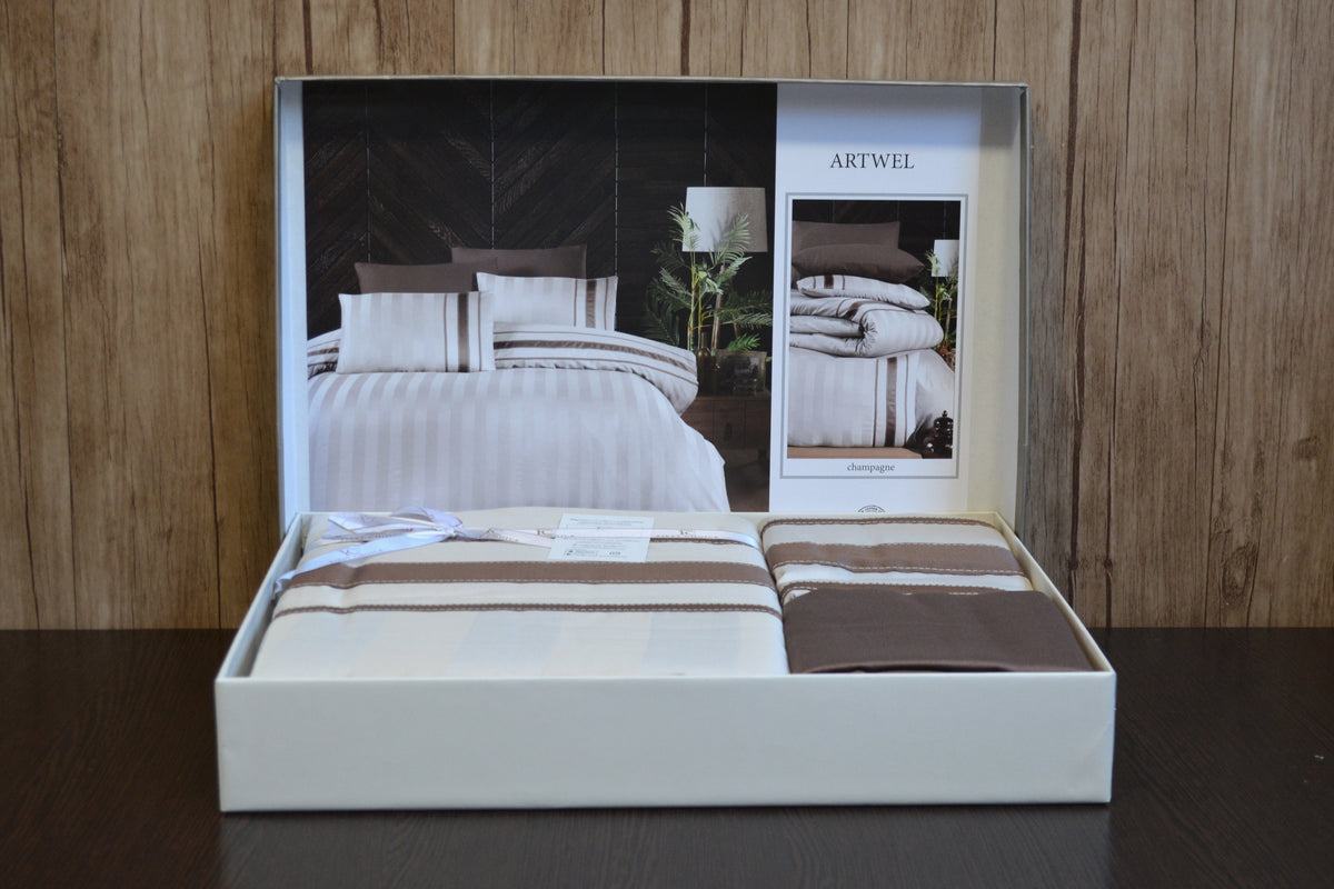 Комплект постільної білизни First Choice Deluxe Satin 160х220 Artwel Champagne