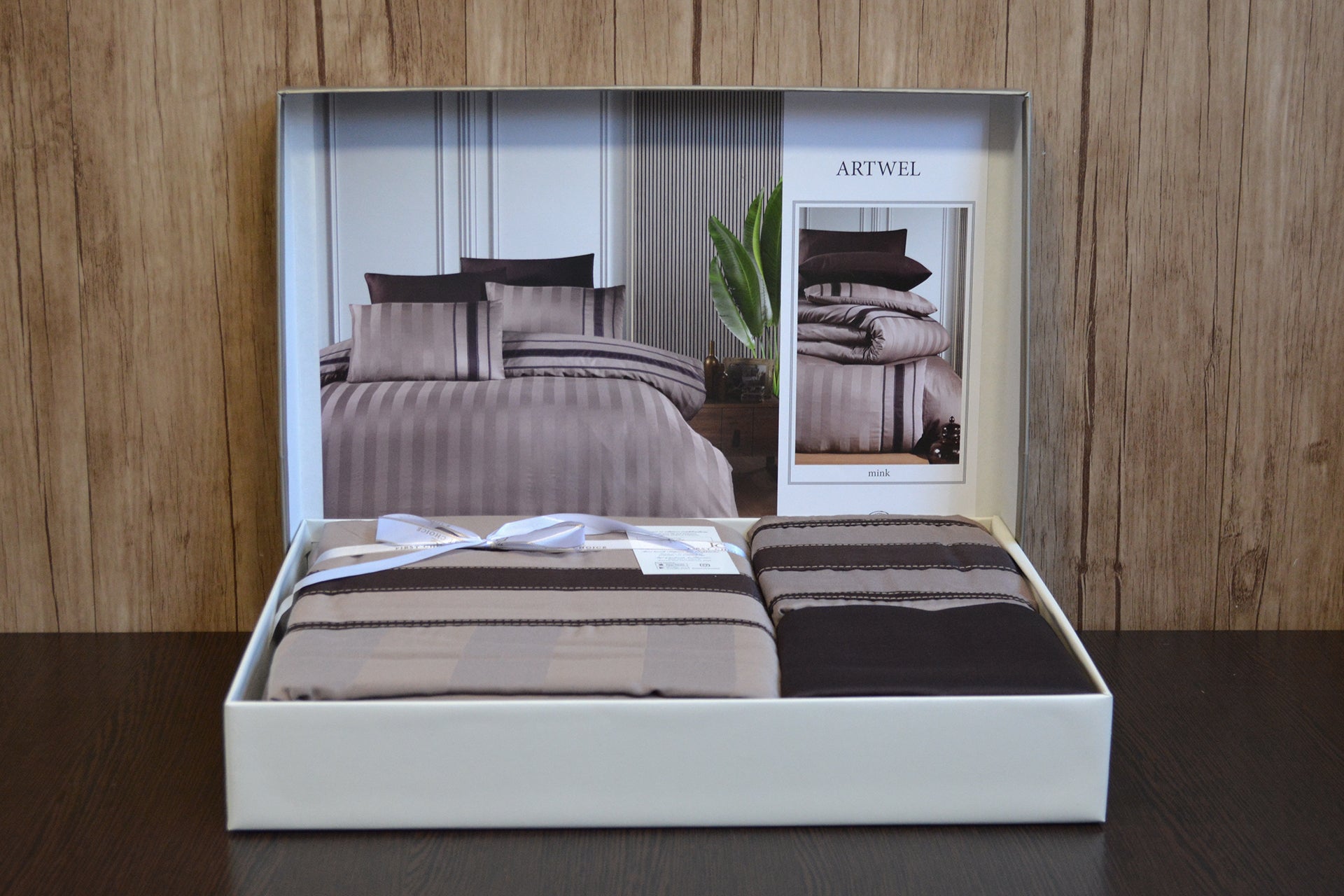 Комплект постільної білизни First Choice Deluxe Satin 200х220 Artwel Mink