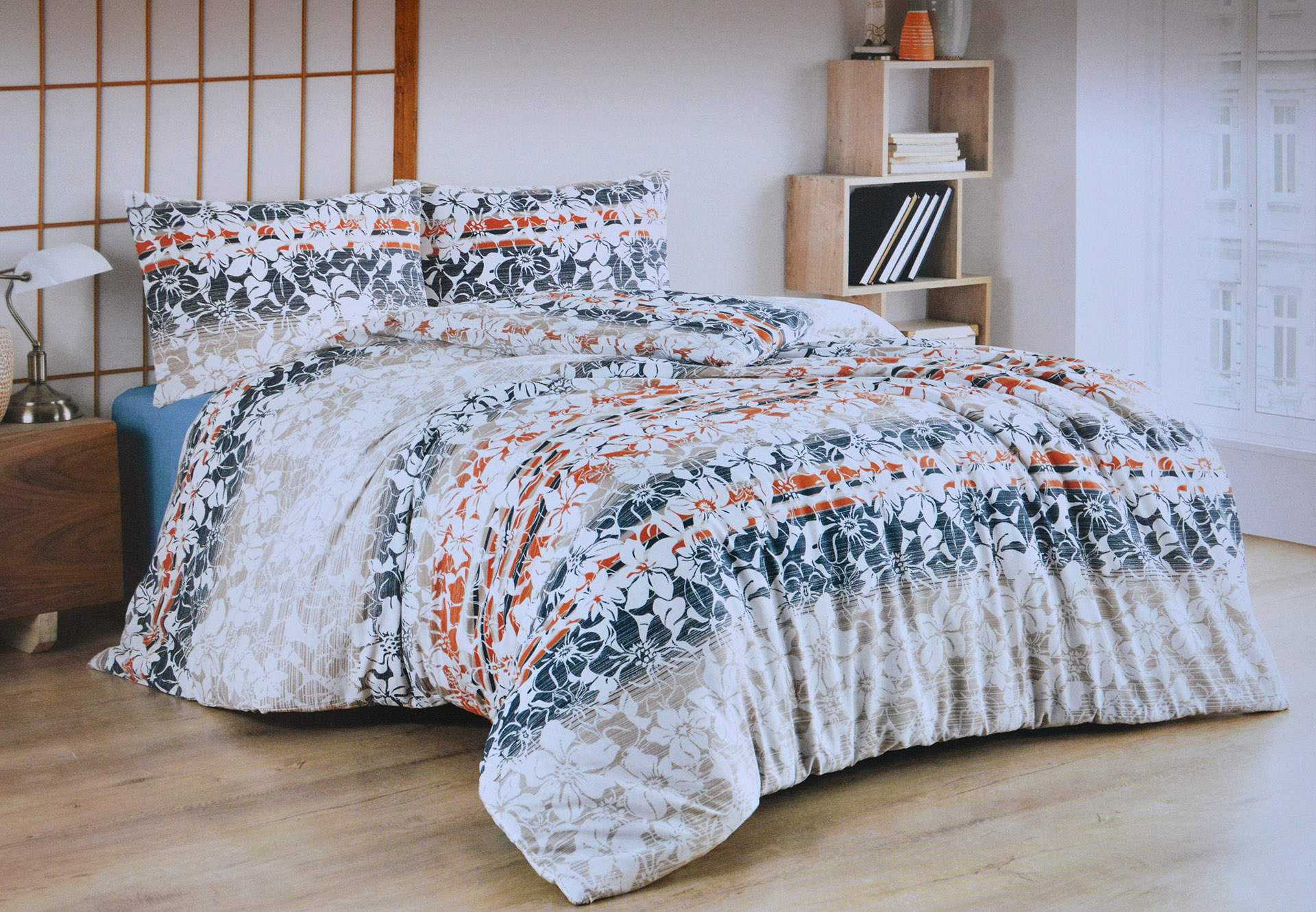 Комплект постільної білизни Bella Home Ranforse 200x220 см Flowers Lacivert